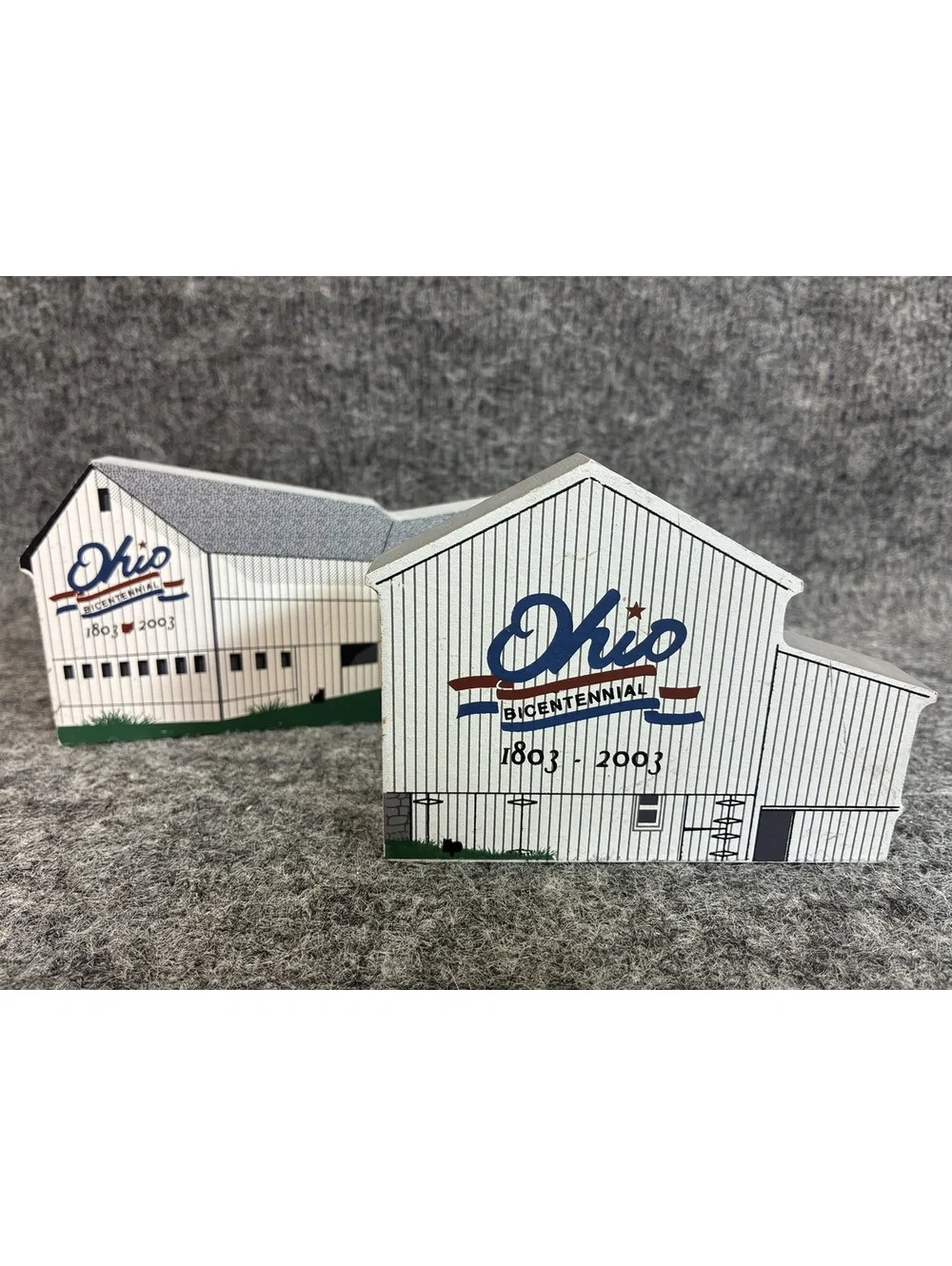 2 Ohio Bicentennial Barn Wooden Collectible 2003 Cats Meow
